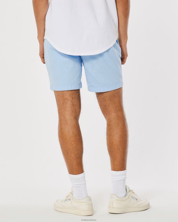 Bottoms Hollister Men Twill Jogger Shorts 7\\ 488201139 Light Blue